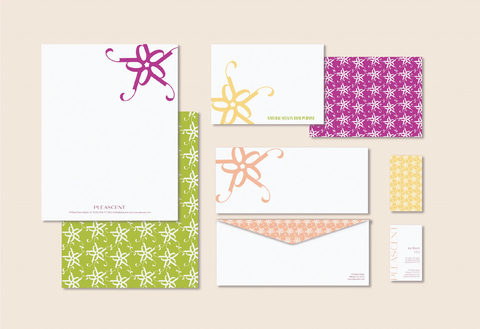 Pleascent stationery spread